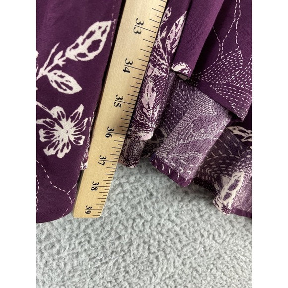 Maeve Dress Womens S Purple Fit & Flare Floral Puff Sleeve Smocked Ruffle - Picture 7 of 9